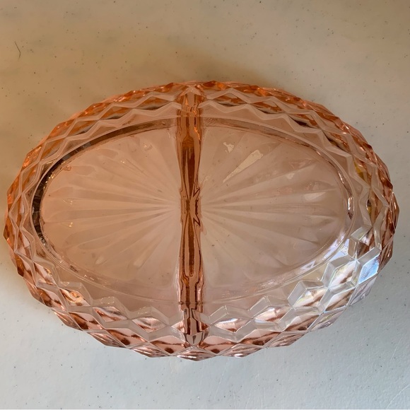 Whitehall Peach Colony Divided Oval Vegetable Serving Dish Bowl MCM - Picture 3 of 5